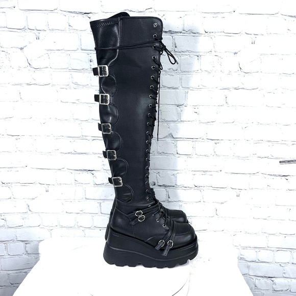 NWT Super Rad Goth Over-the-knee Boots Unbranded Size 39/7.5 - Picture 1 of 16